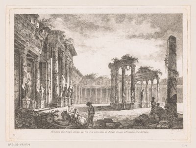 Visning av Tempel av Jupiter Serapis Høyde av et gammelt tempel som antas å være det til Jupiter Serapis ved Pozzuoli nær Napoli (tittel på objekt) av Richard de Saint Non