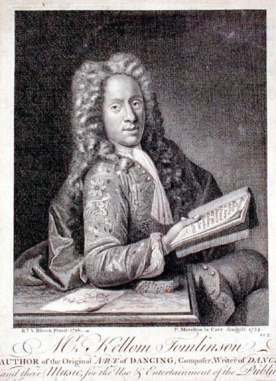 Portrett av Kellom Tomlinson (ca. 1690-c.1753) gravert av Francois Morellon la Cave (fl.1731-54) 1754 (gravering) av Richard van (after) Bleeck