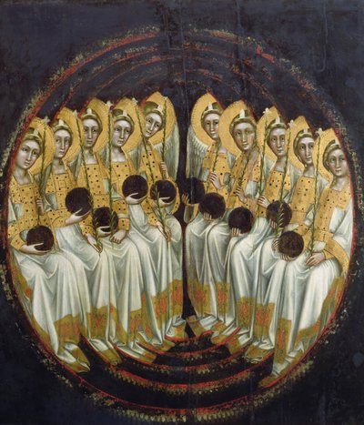 Sittende engler med kuler i hendene, ca. 1348-54 av Ridolfo di Arpo Guariento