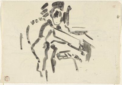 Skisse av en sittende figur av Rik Wouters