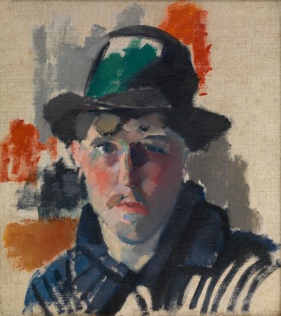 Selvportrett med grønn hatt (olje på lerret) av Rik Wouters