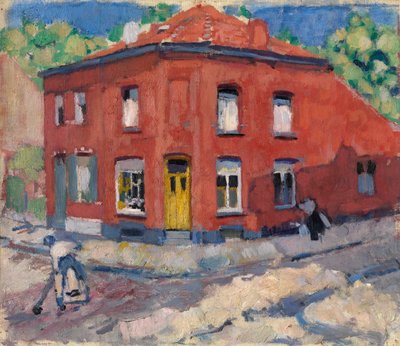 The Red House, Late Snow (olje på lerret) av Rik Wouters