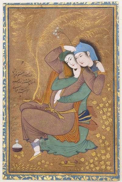 The Lovers, datert A.H. 1039 A.D. 1630. av Riza