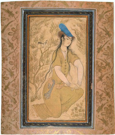 Jente i en pelshatt, 1602. av Riza i Abbasi