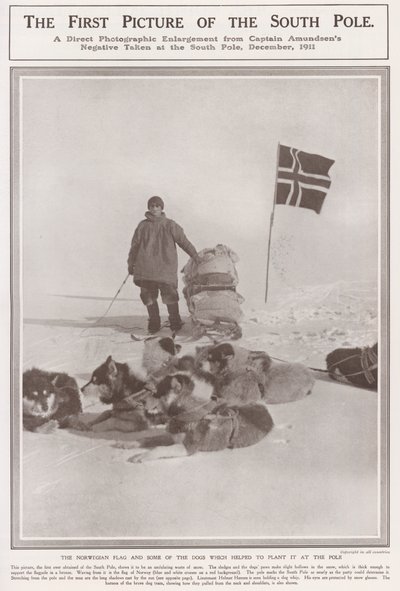 Det første bildet av Sydpolen (s/hvitt-bilde) av Roald Engelbergt Gravning Amundsen