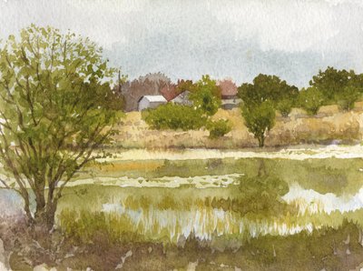 Crumleys dam, 2014 (akvarell på papir) av Rob Wood