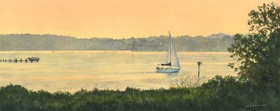 Sensommerseile, 2011 (akvarell på papir) av Rob Wood