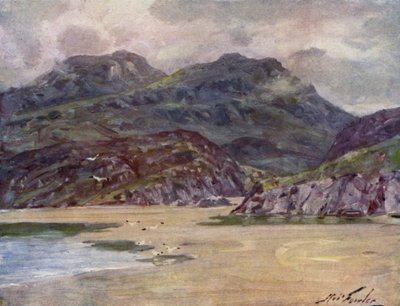 A Lonely Shore nær Deudraeth Peninsula (farge litho) av Robert (after) Fowler