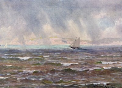 A Sudden Squall, Cardigan Bay (farge litho) av Robert (after) Fowler