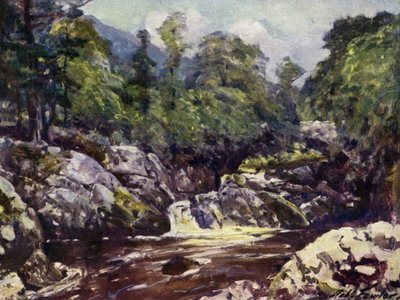 I Lledr-dalen (farge litho) av Robert (after) Fowler
