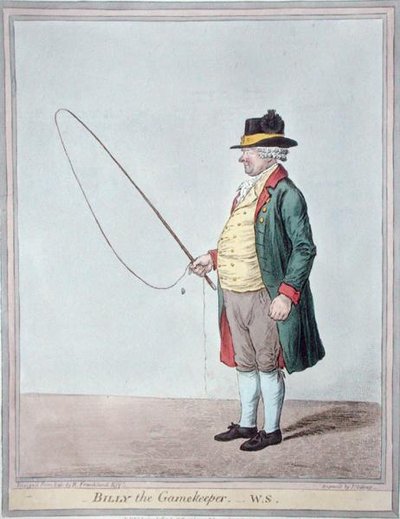 Billy the Gamekeeper, gravert av James Gillray (1756-1815) utgitt av Hannah Humphrey i 1810 (håndfarget gravering) av Robert (after) Frankland