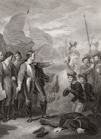 Oliver Cromwell undertrykker Burford-mytteriet. (skrive ut) av Robert (after) Smirke