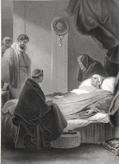 Kardinal Wolseys død, gravert av A.H. Payne (litho) av Robert (after) Smirke