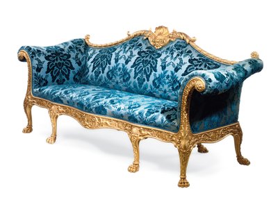 En George III sofa i forgylt tre av Robert Adam