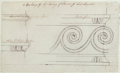 Design for lister på trappen, Headfort House, 1772 (penn og svart blekk over grafitt på papir) av Robert Adam