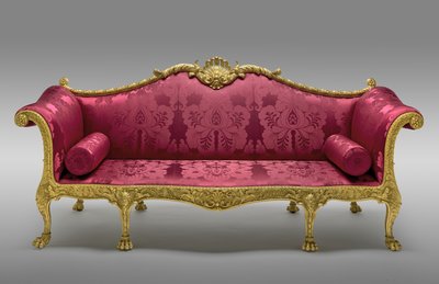 Dundas-sofaen, tatt i bruk 1764, laget 1765 (forgylt furu og bøk, med senere silketrekk) av Robert Adam