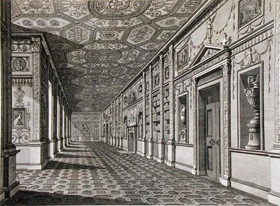 Biblioteket ved Syon House, bygget 1760-69 (gravering) av Robert Adam