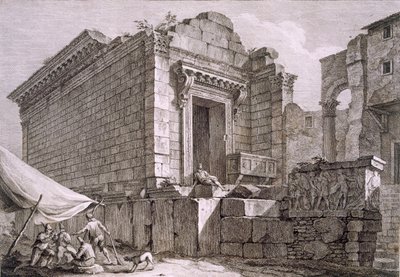 Utsikt over Aesculapius-tempelet, pub. 1764. av Robert Adam