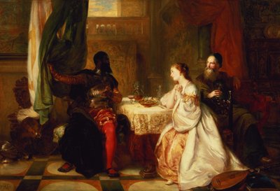 Othello relaterer sine eventyr til Desdemona, 1869 av Robert Alexander Hillingford