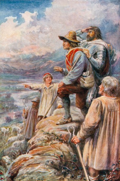 Pilegrimene på de herlige fjellene (fargelitografi) av Robert Ambrose (after) Dudley