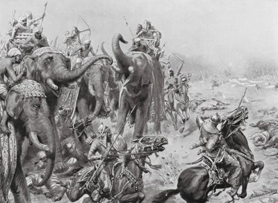 Babar introduserer feltkanoner på Panipat av Robert Ambrose Dudley