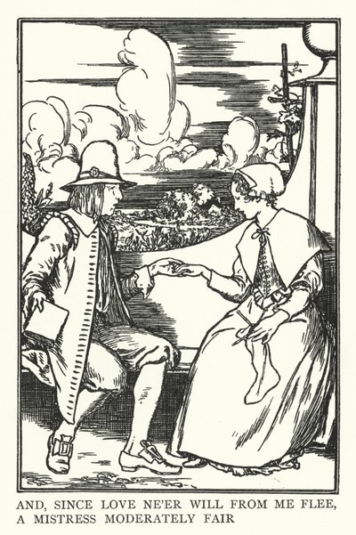 Og siden kjærligheten aldri vil flykte fra meg, en elskerinne moderat fair (litho) av Robert Anning Bell
