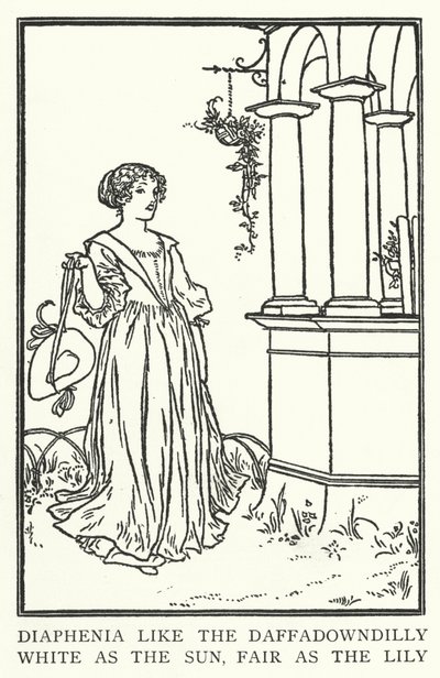 Diaphenia som daffadowndilly, hvit som solen, lys som liljen (litho) av Robert Anning Bell