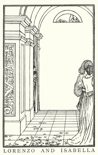 Illustrasjon for dikt av John Keats: Isabella or The Pot of Basil (litho) av Robert Anning Bell