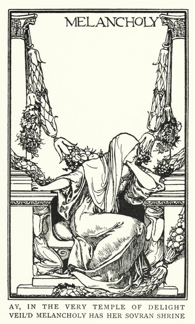 Illustrasjon for dikt av John Keats: Melancholy (litho) av Robert Anning Bell