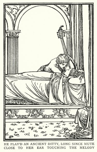 Illustrasjon for dikt av John Keats: The Eve of St Agnes (litho) av Robert Anning Bell