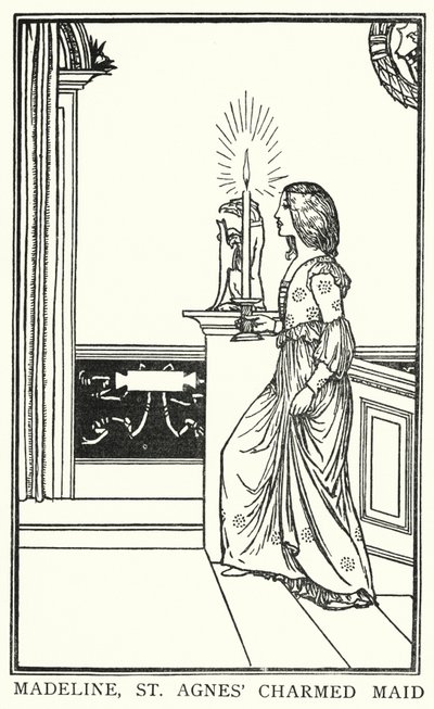 Illustrasjon for dikt av John Keats: The Eve of St Agnes (litho) av Robert Anning Bell