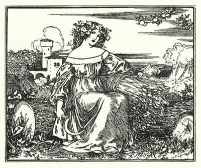Illustrasjon for dikt av John Keats: To Autumn (litho) av Robert Anning Bell