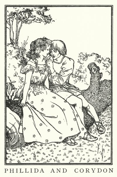 Phillida og Corydon (litho) av Robert Anning Bell