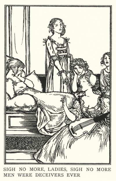 Skriv ikke mer, damer, sukk ikke mer, menn var noen gang bedragere (litho) av Robert Anning Bell