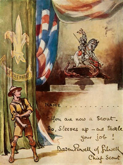 Design for påmeldingskort for speidere, 1944. av Robert Baden Powell