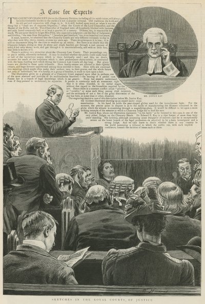 En sak for eksperter: Skisser i Royal Courts of Justice; med en vignett av Mr Justice Kay av Robert Barnes