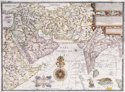 Et kart over Øst-Afrika, Arabia og India, 1598 av Robert Beckit