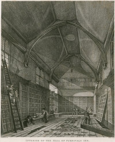 Interiør i Hall of Furnival's Inn, Holborn, London av Robert Blemell Schnebbelie