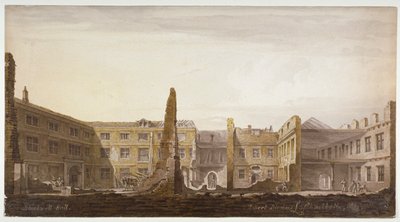 Blackwell Hall under riving, City of London, 1819 av Robert Blemmell Schnebbelie