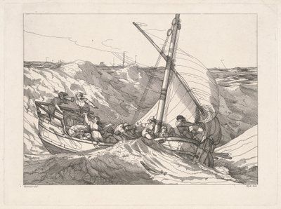 Båt i en storm på sjøen av Robert Blyth, after John Hamilton Mortimer