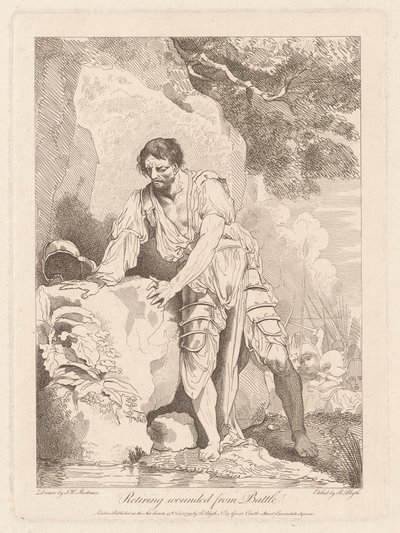 Trekker seg såret fra kamp av Robert Blyth, after John Hamilton Mortimer