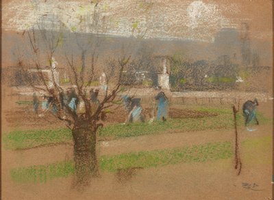 Løkplanting i Tuileriene, Paris (pastell) av Robert Brough