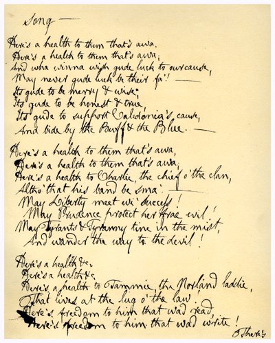 Heres a health to them thats awa, c1792. av Robert Burns