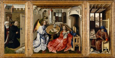 Bebudelsen Mérode-altertavle, ca 1428-1432 av Robert Campin