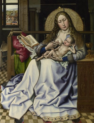 Jomfruen og barnet før en brannskjerm, ca. 1440 av Robert, Campin
