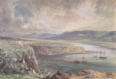 Foilhummerum Bay, Valentia, Ser fra Cromwell Fort: The Caroline and Boats..., 1865-66. av Robert Charles Dudley
