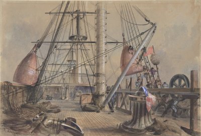 Å komme ut av en av de store bøyene: Dekket til Great Eastern Looking From..., 1865-66. av Robert Charles Dudley