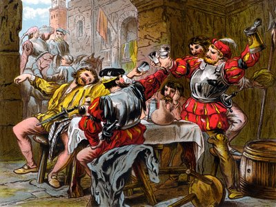 "Let me the Canakin Clink" Othello Act II. Scene II. (kromolitografi) av Robert Charles Dudley