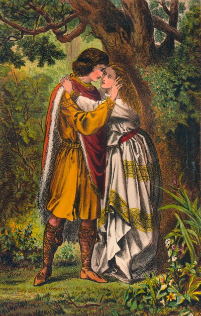 Posthumus. Min dronning! Min elskerinne! O frue, gråt ikke mer. Cymbeline: Act I, Scene I, c1875 av Robert Charles Dudley