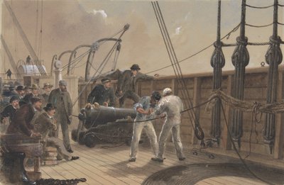 Skjøting av kabelen etter den første ulykken om bord på Great Eastern, 25. juli 1865, 1865-66. av Robert Charles Dudley